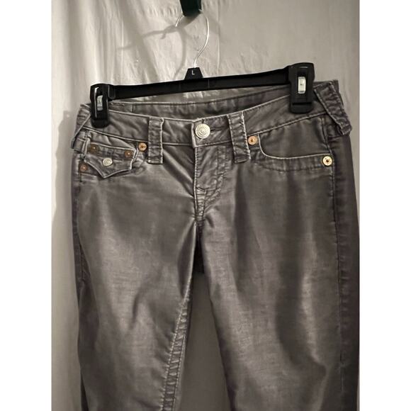True Religion Gray Corduroy Jodie Low Rise Skinny Pants Sz 25 - Picture 2 of 6
